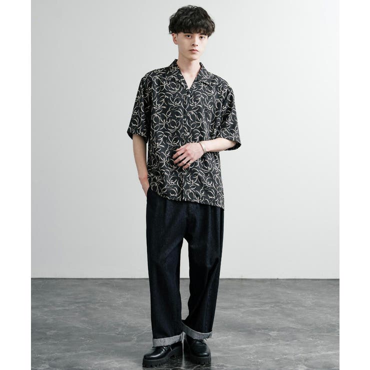 LOOKPLE ロガヌ プレミアム ICE LINEN オーバーシャツ (5 色) カラーステッチ半袖ハイネックハーフジッププルオーバー（55