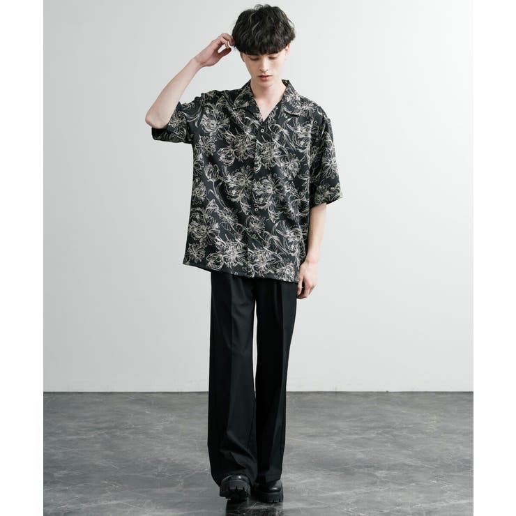 サノバチーズ Moon Patrol 総柄 オープンカラー 開襟 半袖シャツ