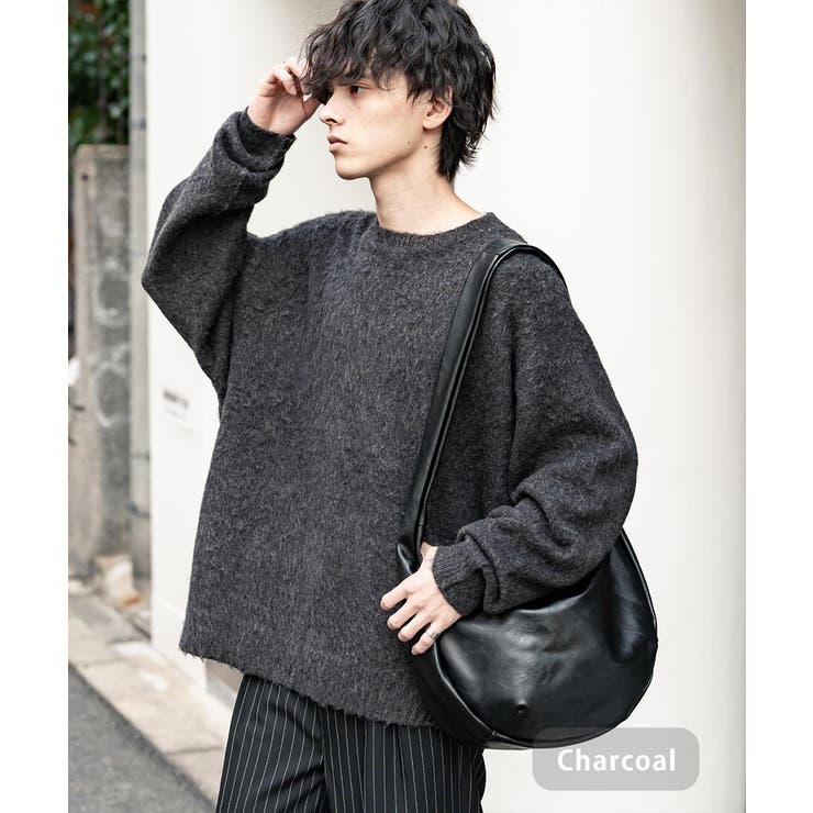 チャコール | シャギーニット モヘアタッチ オーバーサイズ | Rocky Monroe