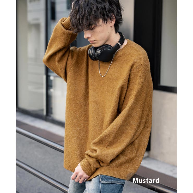 マスタード | シャギーニット モヘアタッチ オーバーサイズ | Rocky Monroe