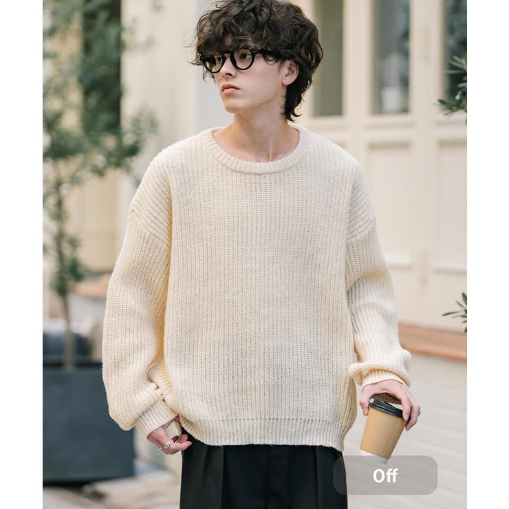 オフ | ニット 畦編み クルーネック | Rocky Monroe