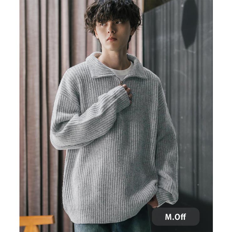 M.オフ | ニット ハーフジップ 畦編み | Rocky Monroe