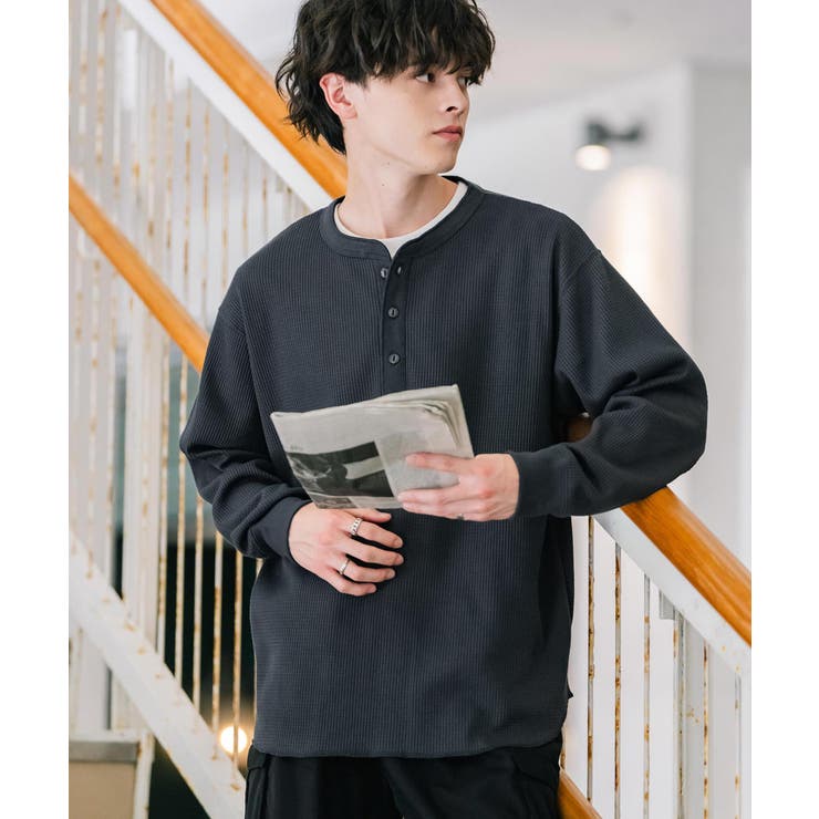 長袖Tシャツ ワッフル ヘンリーネック | Rocky Monroe | 詳細画像13 