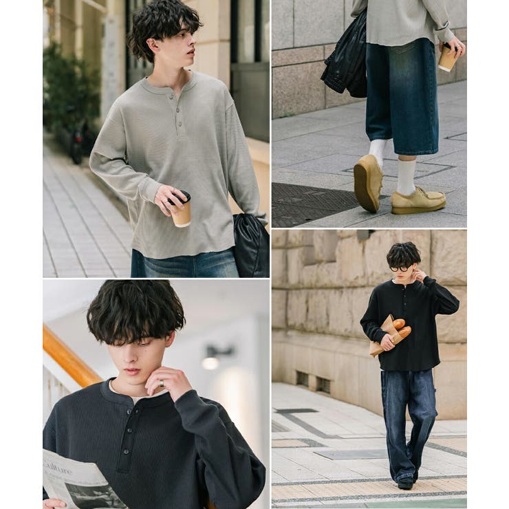 長袖Tシャツ ワッフル ヘンリーネック | Rocky Monroe | 詳細画像24 