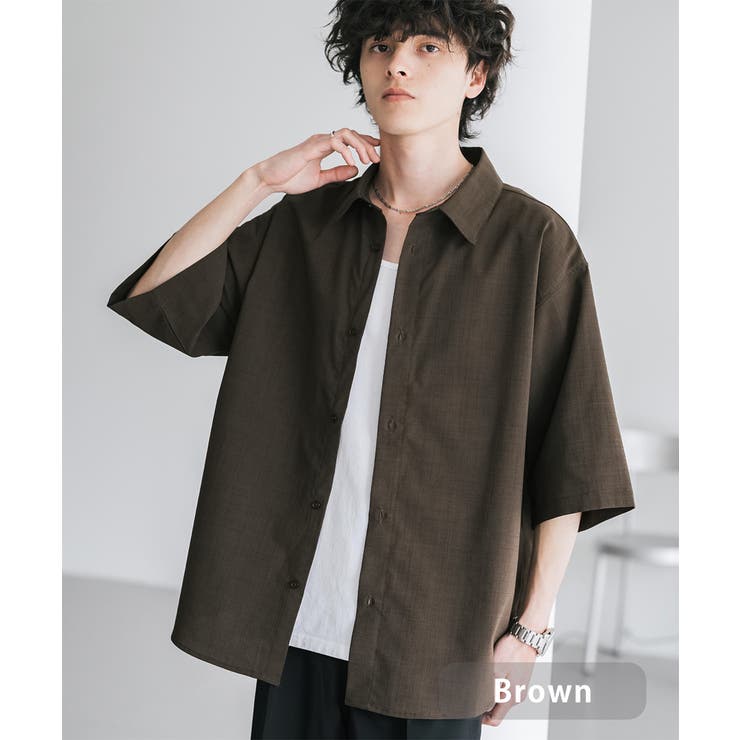 ブラウン | 接触冷感 カジュアルシャツ 半袖 | Rocky Monroe