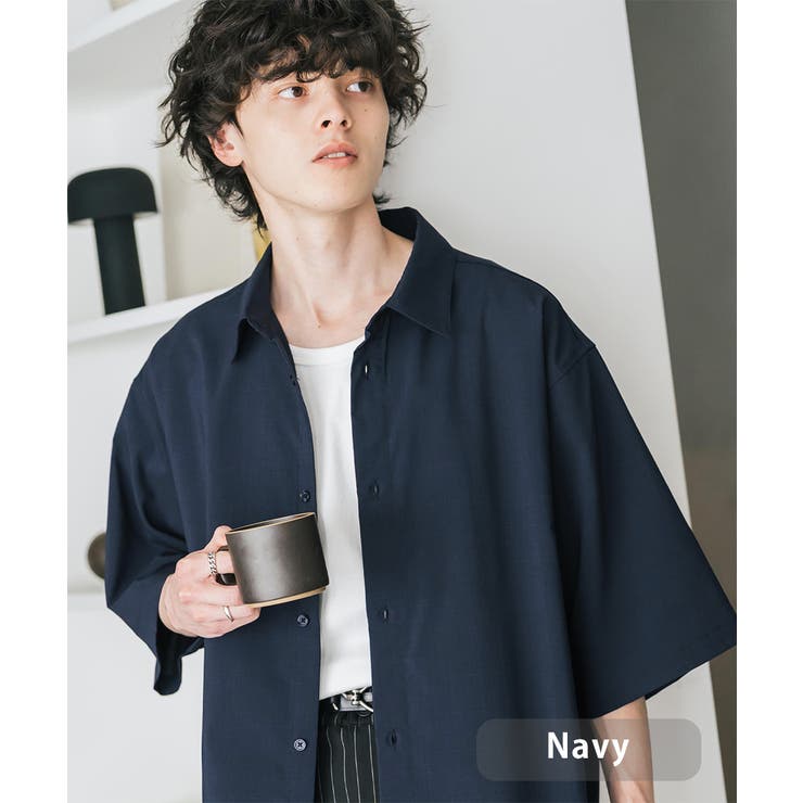 ネイビー | 接触冷感 カジュアルシャツ 半袖 | Rocky Monroe