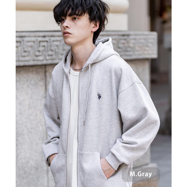 杢グレー | フルジップパーカー 裏起毛 ユーエスポロアッスン | Rocky Monroe