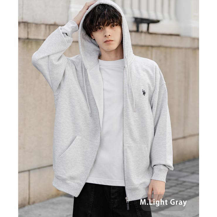 杢ライトグレー | フルジップパーカー 裏起毛 ユーエスポロアッスン | Rocky Monroe