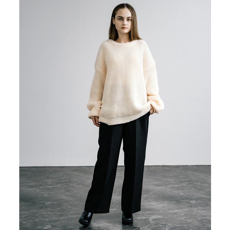 NKNIT オーバーサイズニット 黒/白 DEVICE セーター ニット オーバーサイズ ニュアンス モノトーン モヘア