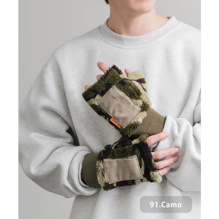 91.カモ | ボア手袋 ハンドウォーマー 防寒 | Rocky Monroe