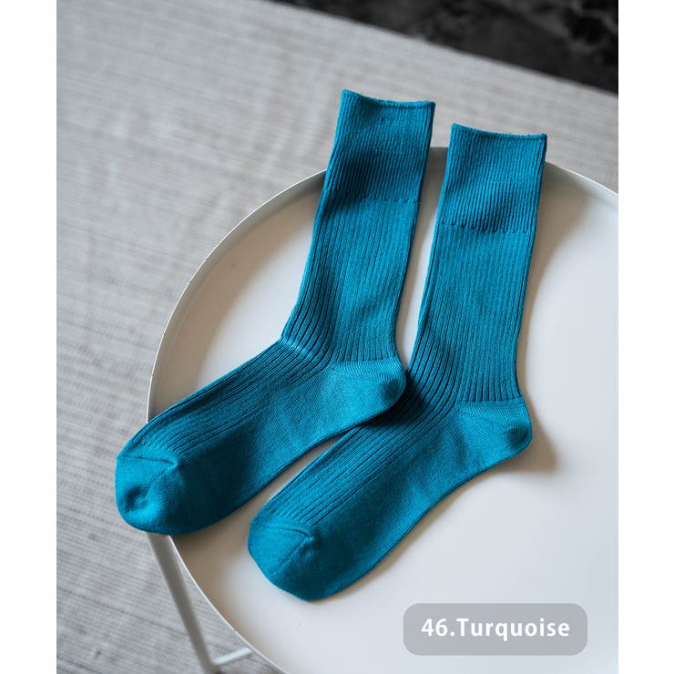 46.ターコイズ | ANONYMOUSISM スニーカーソックス クルー丈 | Rocky Monroe