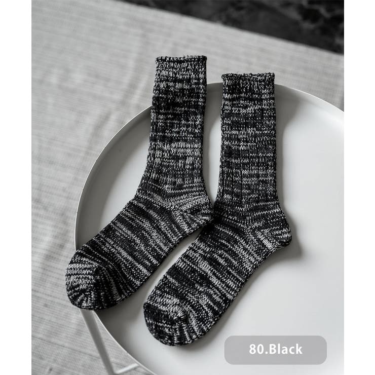 80.ブラック | スニーカーソックス クルー丈 ミックスカラー | Rocky Monroe