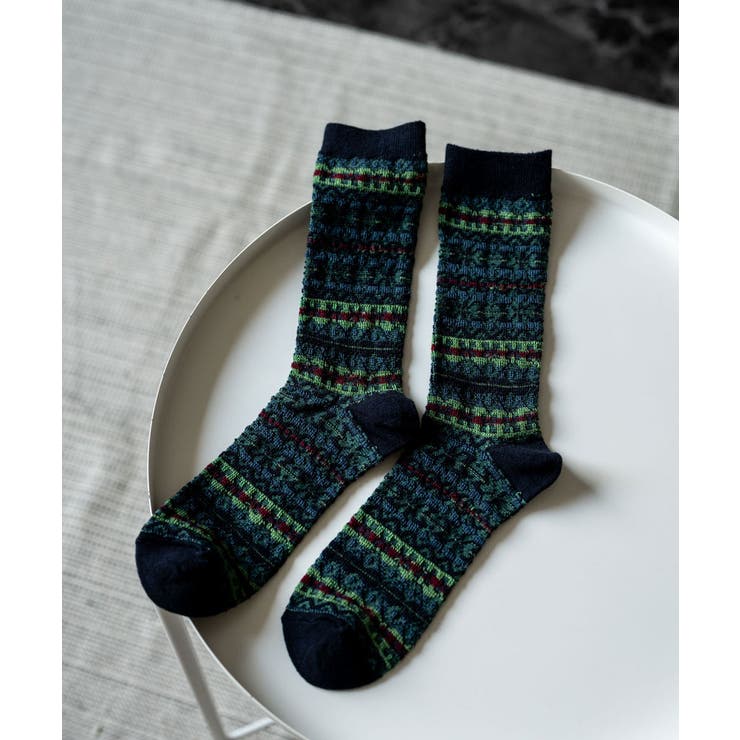 48.ネイビー | ソックス リバースフェアアイル ジャカード | Rocky Monroe