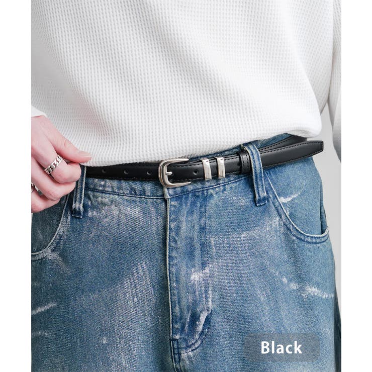 ブラック | レザーベルト スクエアバックル 本革 | Rocky Monroe