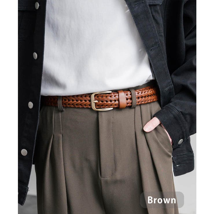 ブラウン | レザーベルト メッシュ 本革 | Rocky Monroe