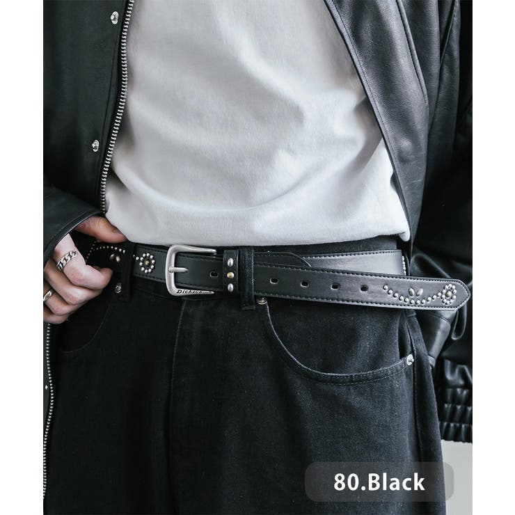 80.ブラック | Dickies スタッズベルト フェイクレザー | Rocky Monroe