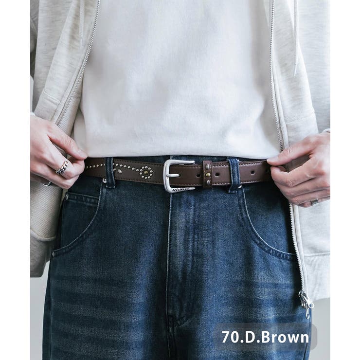70.D.ブラウン | Dickies スタッズベルト フェイクレザー | Rocky Monroe