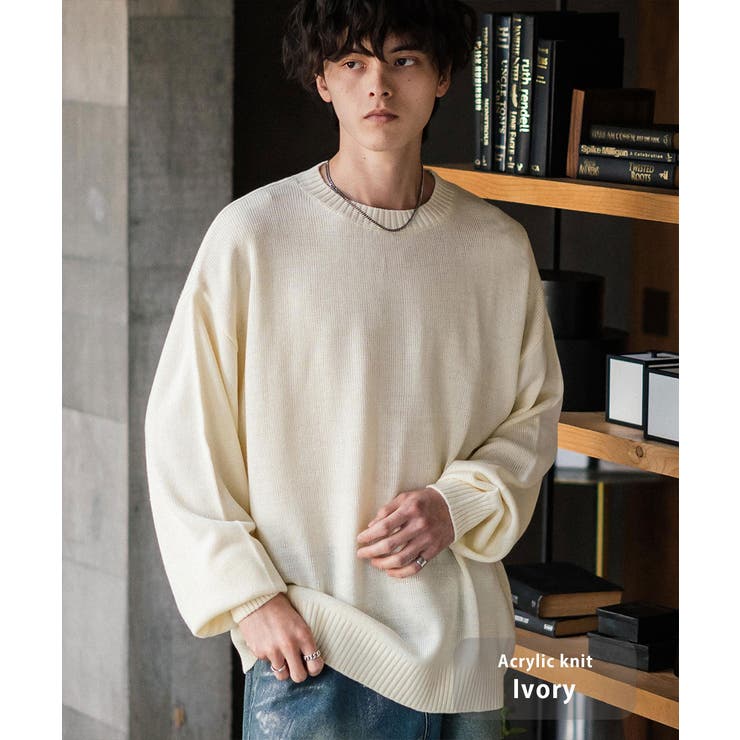 A.アイボリー | ニット セーター 無地 | Rocky Monroe