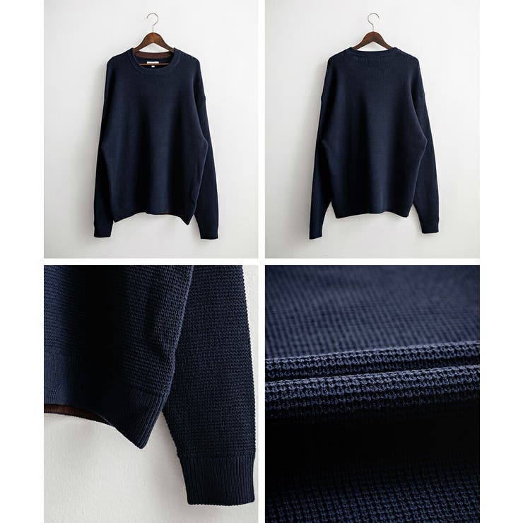 ワッフルニットセーター 無地 配色リブ | Rocky Monroe | 詳細画像38 