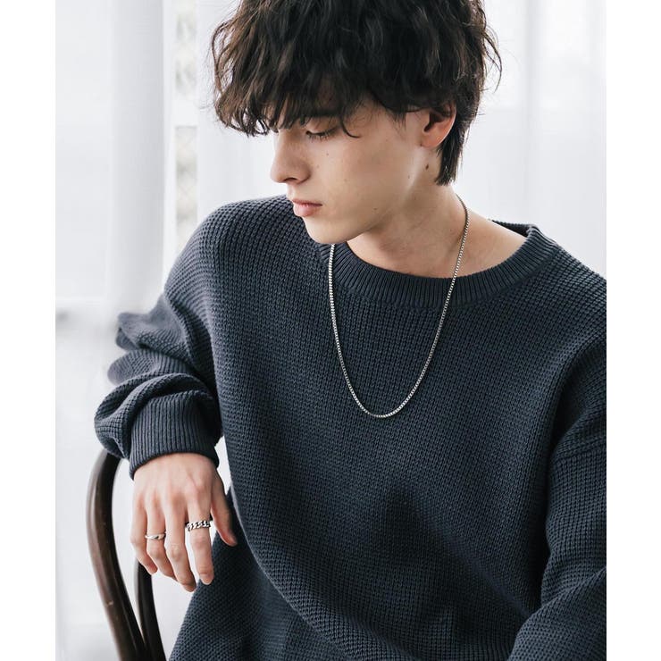 ワッフルニットセーター 無地 配色リブ | Rocky Monroe | 詳細画像9 