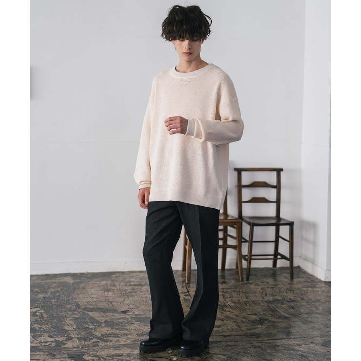 ワッフルニットセーター 無地 配色リブ | Rocky Monroe | 詳細画像10 