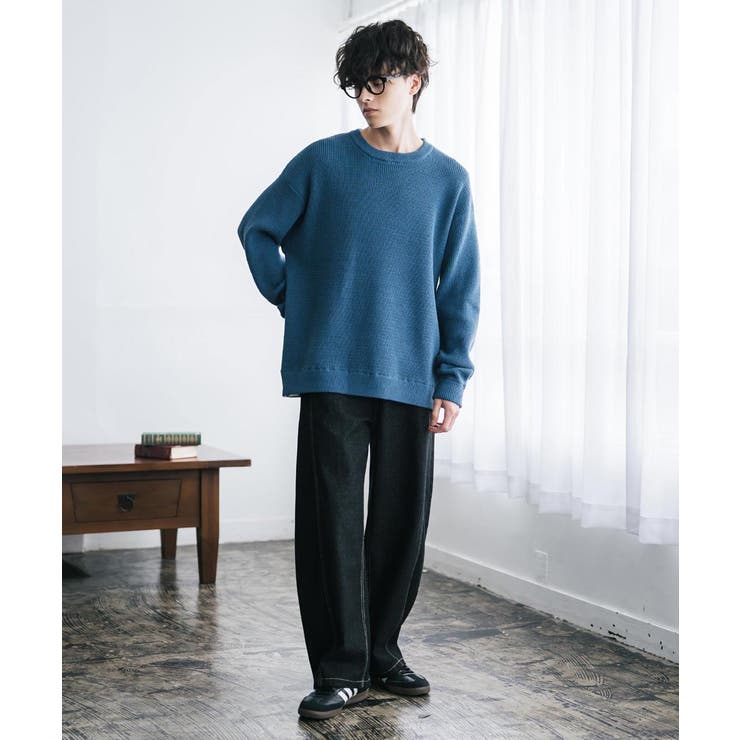 ワッフルニットセーター 無地 配色リブ | Rocky Monroe | 詳細画像28 