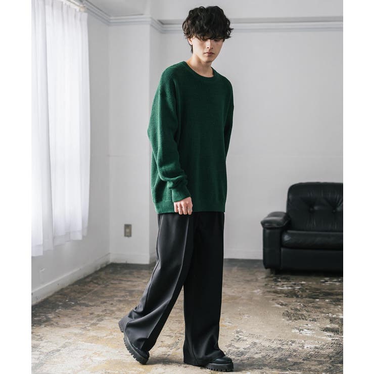 ワッフルニットセーター 無地 配色リブ | Rocky Monroe | 詳細画像32 