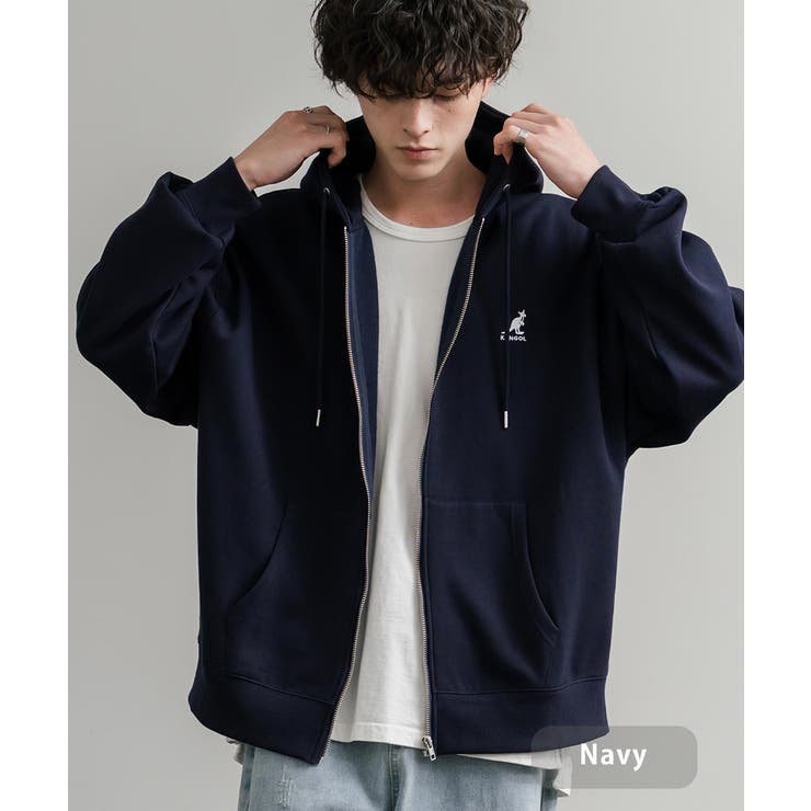 ネイビー | KANGOL フルジップパーカー 裏起毛 | Rocky Monroe
