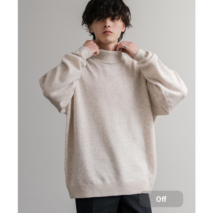 オフ | ニット タートルネック ウール混メランジセーター | Rocky Monroe