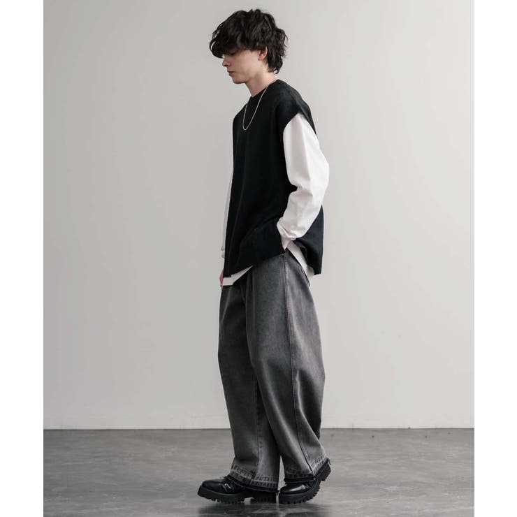 ニットベスト クルーネック ウール混メランジ | Rocky Monroe | 詳細画像5 