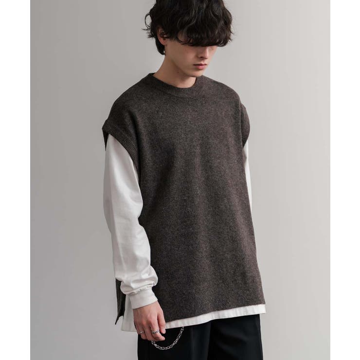 ニットベスト クルーネック ウール混メランジ | Rocky Monroe | 詳細画像8 