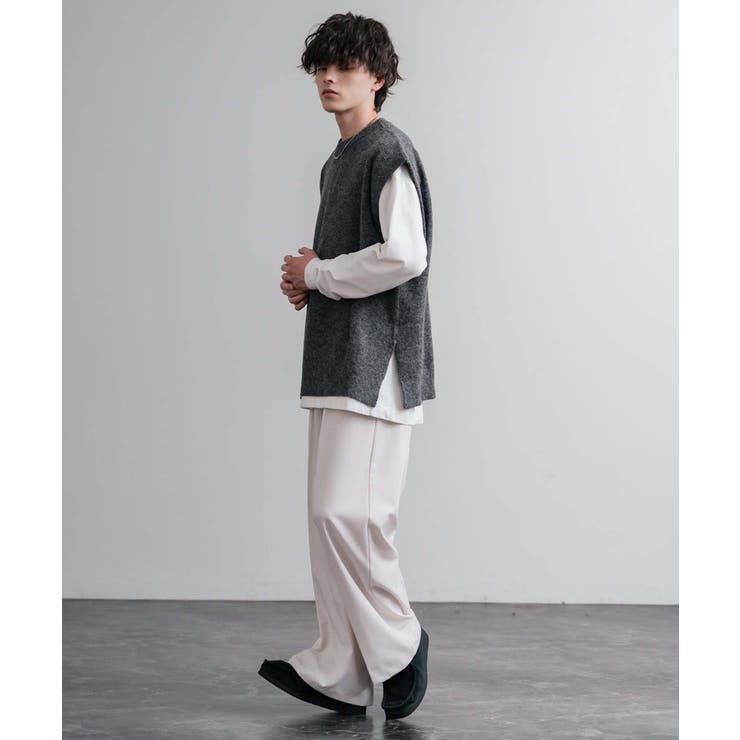 ニットベスト クルーネック ウール混メランジ | Rocky Monroe | 詳細画像10 