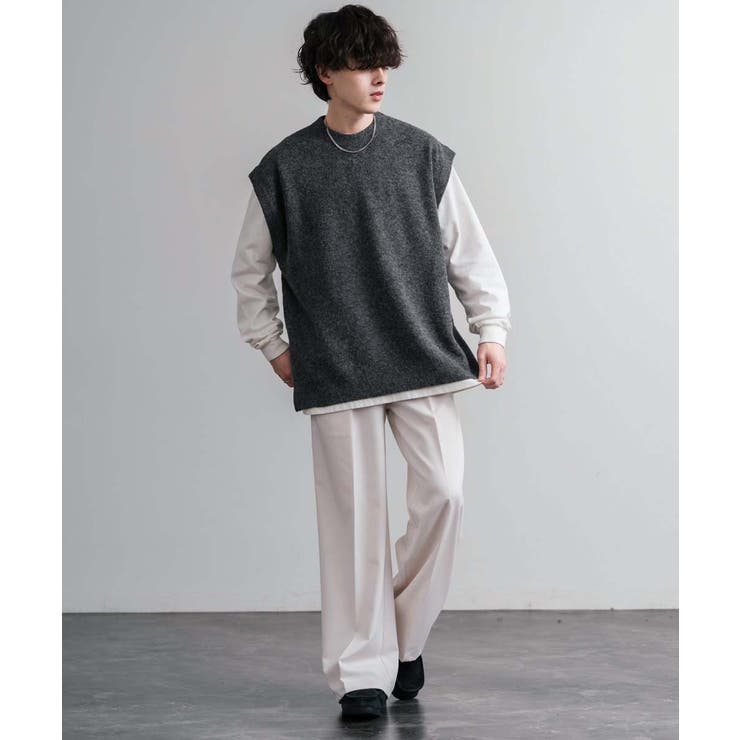 ニットベスト クルーネック ウール混メランジ | Rocky Monroe | 詳細画像11 