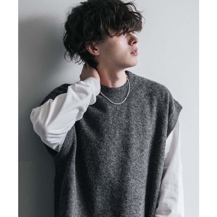 ニットベスト クルーネック ウール混メランジ | Rocky Monroe | 詳細画像12 