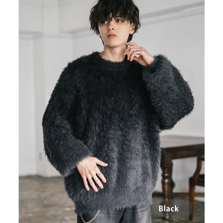 AURALEE シャギーニット　ブラック　コットンニット　セーター　メンズ　無地 AURALEE シャギーニット ブラック コットンニット セーター メンズ 無地