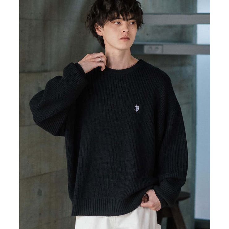 ユーエスポロアッスン クルーネック長袖ニット 畦編み | Rocky Monroe | 詳細画像5 