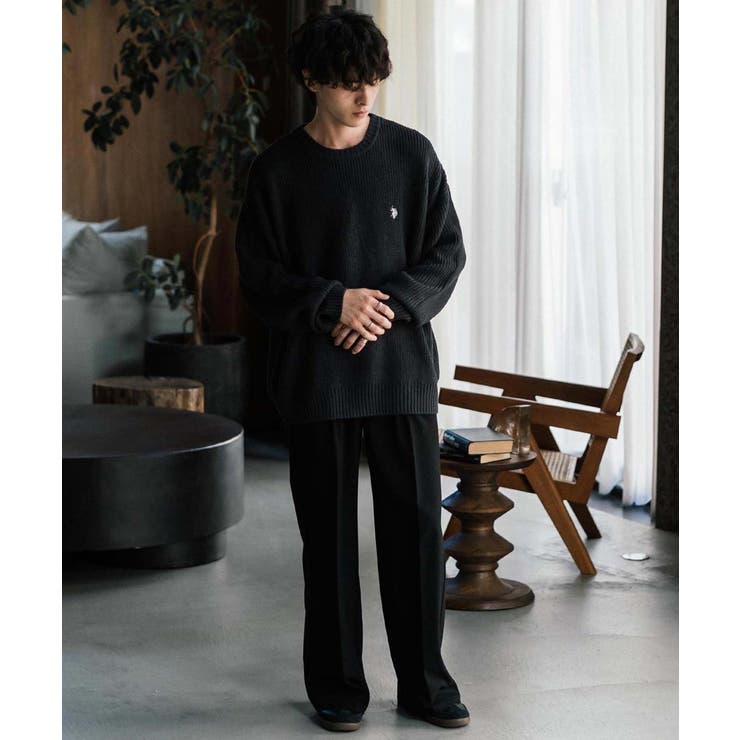 ユーエスポロアッスン クルーネック長袖ニット 畦編み | Rocky Monroe | 詳細画像7 