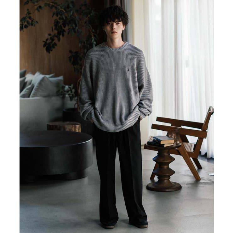 ユーエスポロアッスン クルーネック長袖ニット 畦編み | Rocky Monroe | 詳細画像11 
