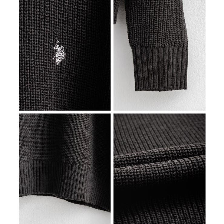 ★新品★ロロピアーナ　長袖ジッパー付ニット　42 ユーエスポロアッスン 長袖畦編みニット ハーフジップ[品番