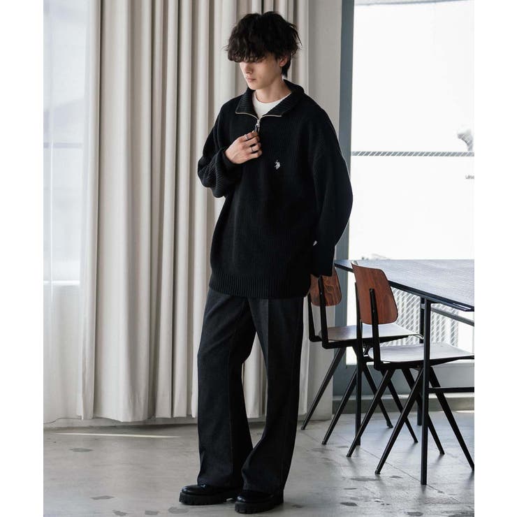 ユーエスポロアッスン 長袖畦編みニット ハーフジップ | Rocky Monroe | 詳細画像5 