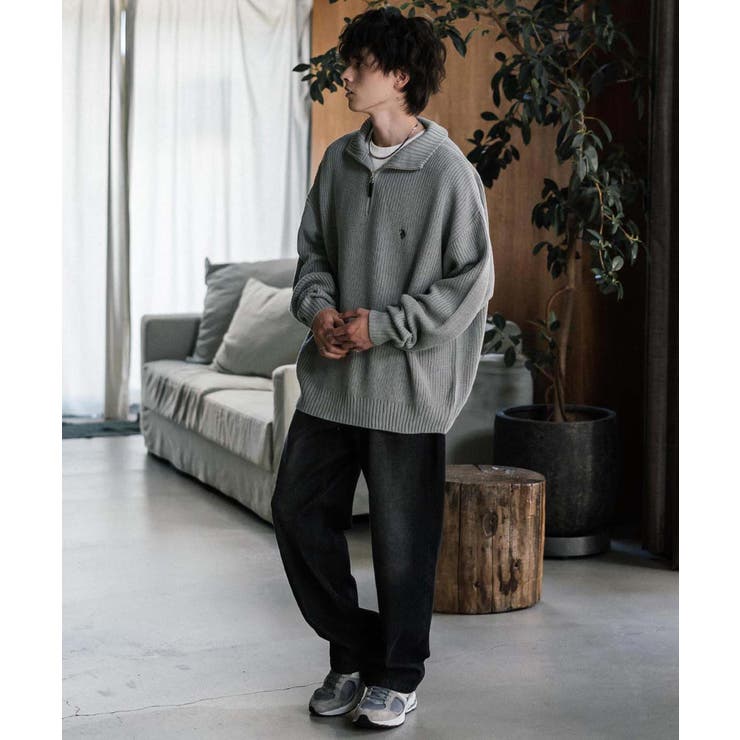 ユーエスポロアッスン 長袖畦編みニット ハーフジップ | Rocky Monroe | 詳細画像15 