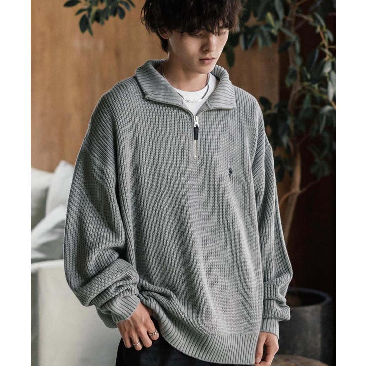 ユーエスポロアッスン 長袖畦編みニット ハーフジップ | Rocky Monroe | 詳細画像17 