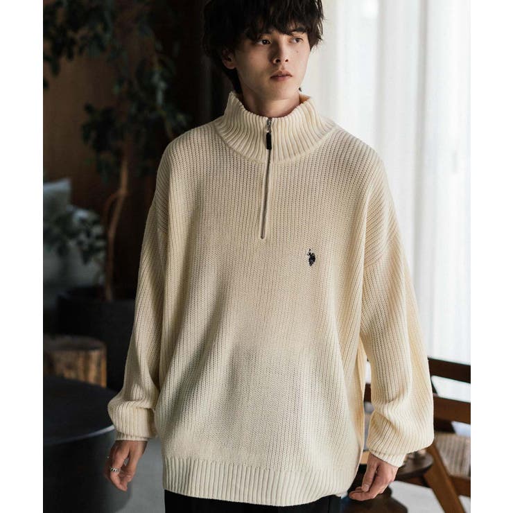 ユーエスポロアッスン 長袖畦編みニット ハーフジップ | Rocky Monroe | 詳細画像18 