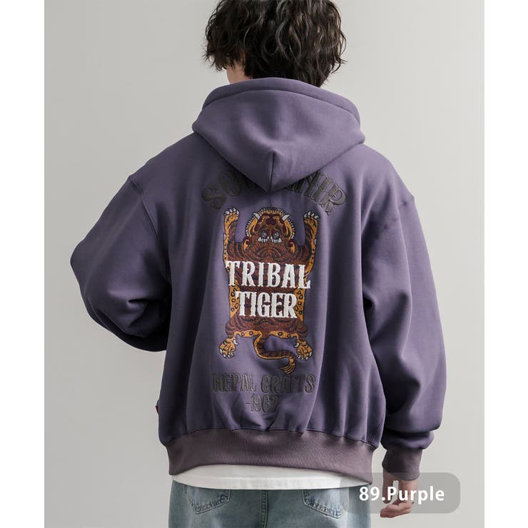 89.パープル | フルジップパーカー 裏起毛 スーベニア刺繍 | Rocky Monroe