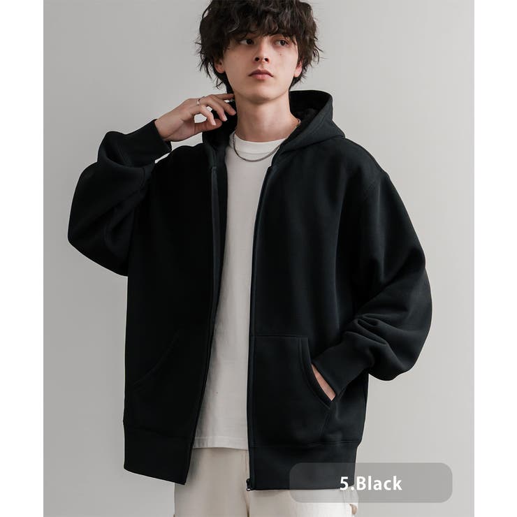 5.ブラック | パーカー フルジップ 裏起毛 | Rocky Monroe