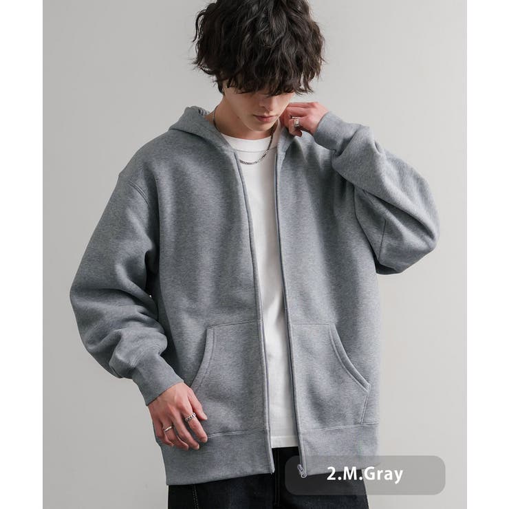2.杢グレー | パーカー フルジップ 裏起毛 | Rocky Monroe