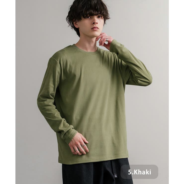 5.カーキ | 長袖カットソー フリース クルーネック | Rocky Monroe