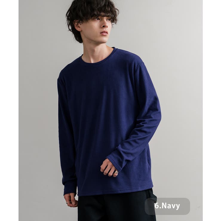 6.ネイビー | 長袖カットソー フリース クルーネック | Rocky Monroe