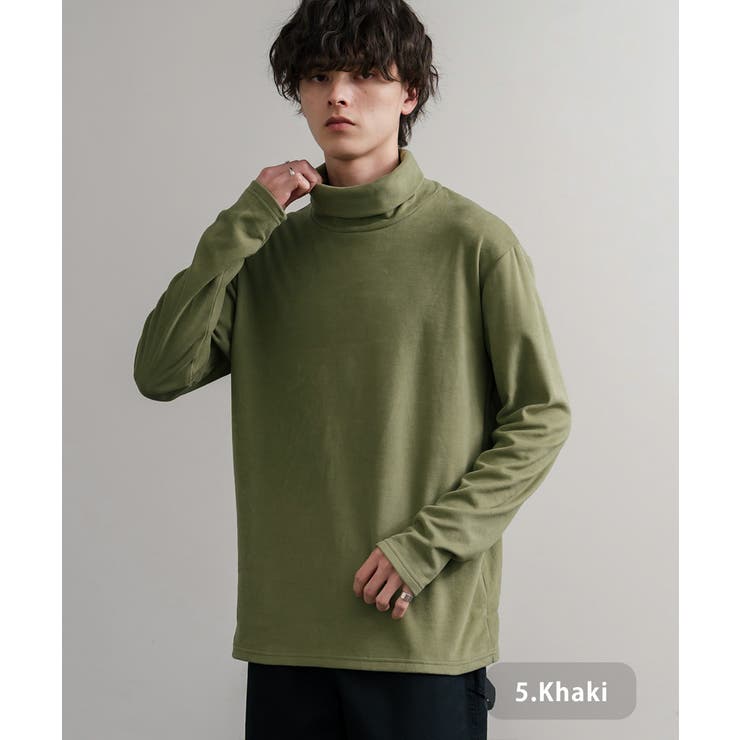 5.カーキ | 長袖カットソー フリース タートルネック | Rocky Monroe