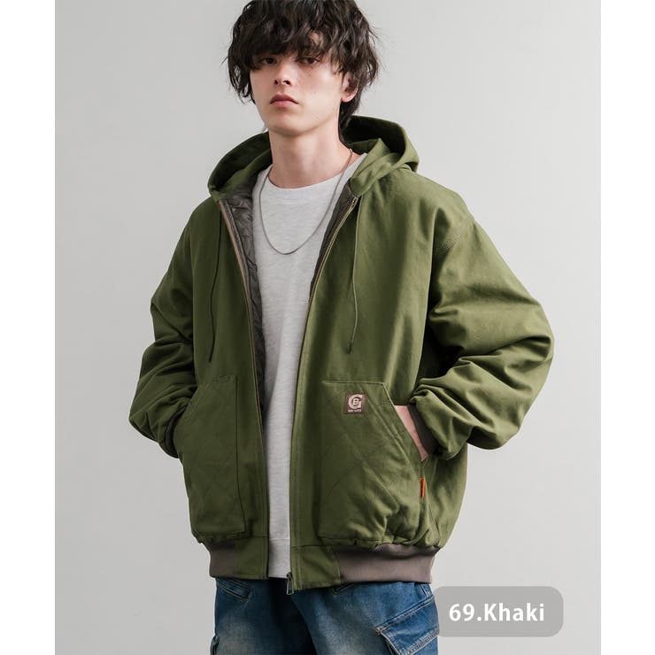 69.カーキ | フードジャケット フルジップ ブルゾン | Rocky Monroe